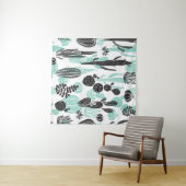 手描きサボテン：シームレスなドードル タペストリー (インサイチュ(横))