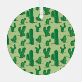 手描きサボテン：シームレスなパターン。 ガラスオーナメント (裏面)