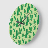 手描きサボテン：シームレスなパターン。 ラージ壁時計 (傾斜)