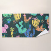 手描きサボテン:スカンジナビアのシームレス。 バスタオル (バスタオル)