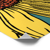 手描きサンフラワーミントブルー ポスター (角)