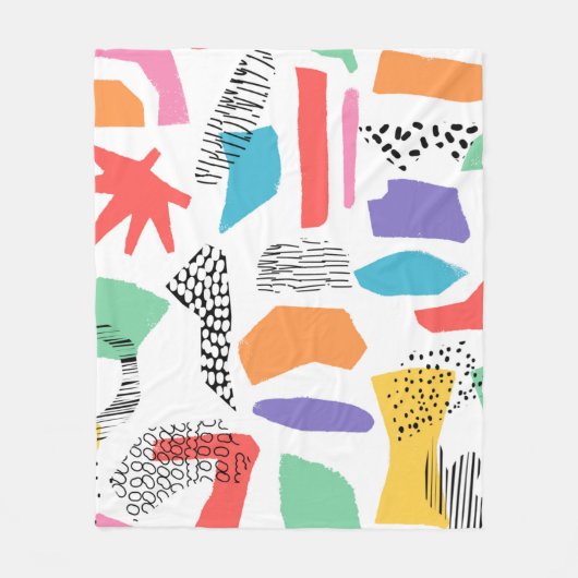 手描きサーフェスデザイン。Memphisテ芸術的クスチャ フリースブランケット (正面)