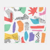 手描きサーフェスデザイン。Memphisテ芸術的クスチャ フリースブランケット (正面(横))