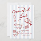 手描きザリガニ魚介類の煮沸パーティー 招待状 (正面)