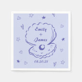 手描きシェルビーチ結婚海のナプキン スタンダードカクテルナプキン (正面)