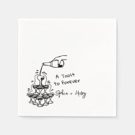 手描きシャンパングラスタワー結婚ズ スタンダードカクテルナプキン