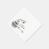 手描きシャンパングラスタワー結婚ズ スタンダードカクテルナプキン (角)