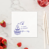 手描きシャンパングラスタワー結婚ズ スタンダードカクテルナプキン (インサイチュ)