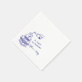 手描きシャンパングラスタワー結婚ズ スタンダードカクテルナプキン (角)