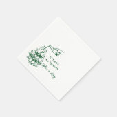 手描きシャンパングラスタワー結婚ズ スタンダードカクテルナプキン (角)