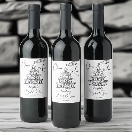 手描きシャンパンタワーミニマルテンプレート ワインラベル