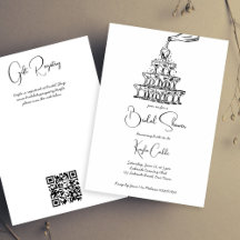 手描きシャンパンタワーミニマルブライダルシャワー