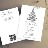 手描きシャンパンタワーミニマルブライダルシャワー 招待状