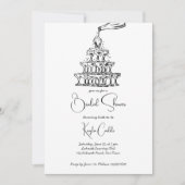 手描きシャンパンタワーミニマルブライダルシャワー 招待状 (正面)