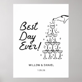 手描きシャンパンタワー最高のデイ・エバーポスター ポスター