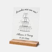 手描きシャンパンドゥードルオープンバー結婚ズサイン アクリルサイン (傾斜)