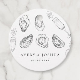 手描きシャンパン&カキスターローストウェディングパーティー フェイバータグ