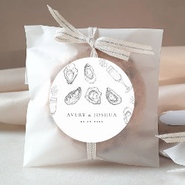 手描きシャンパン&カキスターローストウェディングパーティー ラウンドシール