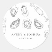 手描きシャンパン&カキスターローストウェディングパーティー ラウンドシール (正面)