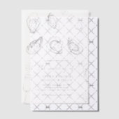 手描きシャンパン&カキスターロースト結婚ズ ベラム紙招待状 (オフセット (招待状))