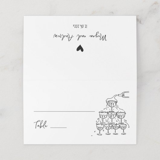 手描きシャンパーニュ結婚ー塔の座席表 プレイスカード (外部開封)