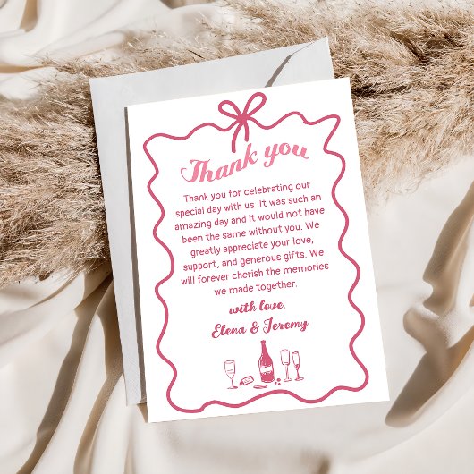 手描きシャンパ結婚ンサンキューカード サンキューカード