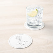 手描きシンプルの花と弓のお洒落結婚の ラウンドペーパーコースター (インサイチュ)