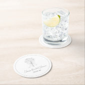 手描きシンプルの花と弓ブライダルシャワー ラウンドペーパーコースター (インサイチュ)