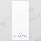 手描きシンプルの青お洒落結婚の メニュー (裏面)