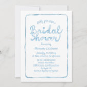 手描きシンプルブルー水彩ブライダルシャワー 招待状 (正面)