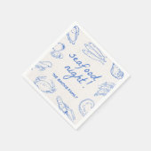 手描きシーフードナイトパーティー スタンダードカクテルナプキン (角)