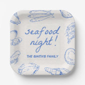 手描きシーフードナイトパーティー ペーパープレート (正面)