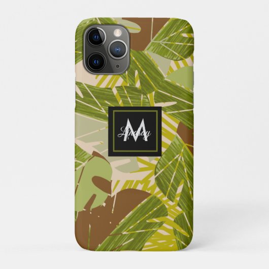 手描きジャングルの緑濃い茶色の葉 Case-Mate iPhoneケース (裏)