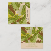 手描きジャングル植物の緑のガーデンフローリスト スクエア名刺 (正面/裏面)