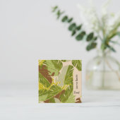 手描きジャングル植物の緑のガーデンフローリスト スクエア名刺 (スタンド正面)