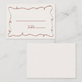 手描きスクイグルフレームバーガンディ プレイスカード (正面/裏面)