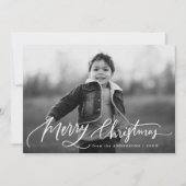 手描きスクリプトのメリークリスマス 2 枚の写真 シーズンカード (正面)