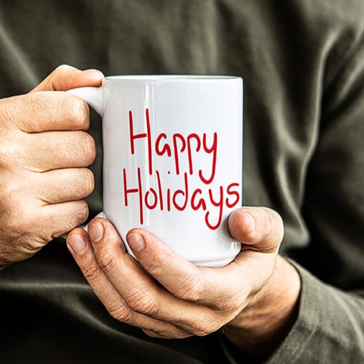 手描きスクリプトの赤いHappy Holidays コーヒーマグカップ