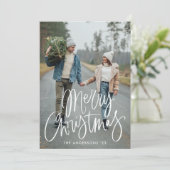 手描きスクリプト メリークリスマス 写真入り シーズンカード (スタンド正面)