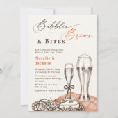 手描きスケッチ バブル ブリュース＆バイツ カップルシャワー 招待状 (正面)