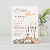 手描きスケッチ バブル ブリュース＆バイツ カップルシャワー 招待状 (スタンド正面)