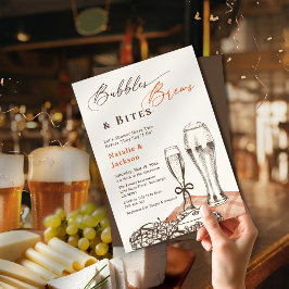 手描きスケッチ バブル ブリュース＆バイツ カップルシャワー 招待状