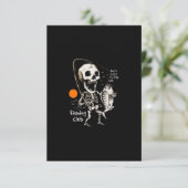 手描きスケルトン魚釣りイラストレーション サンキューカード (スタンド正面)