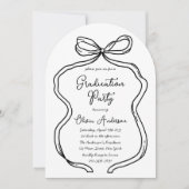 手描きスタイリッシュ弓&スクリプト卒業パーティー 招待状 (正面)