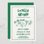 手描きスタイル地元で育った赤ちゃんシャワー招待状 サンキューカード (正面/裏面)