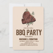 手描きステーキのピクニックBBQパーティ 招待状 (正面)