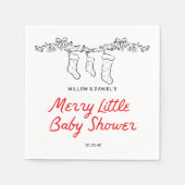 手描きストッキングメリー小さな赤ちゃんシャワー スタンダードカクテルナプキン (正面)