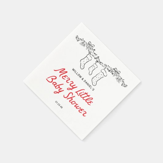 手描きストッキングメリー小さな赤ちゃんシャワー スタンダードカクテルナプキン (角)