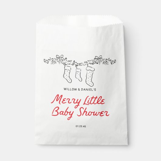 手描きストッキングメリー小さな赤ちゃんシャワー フェイバーバッグ (正面)