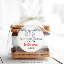 手描きストッキングメリー小さな赤ちゃんシャワー ラウンドシール